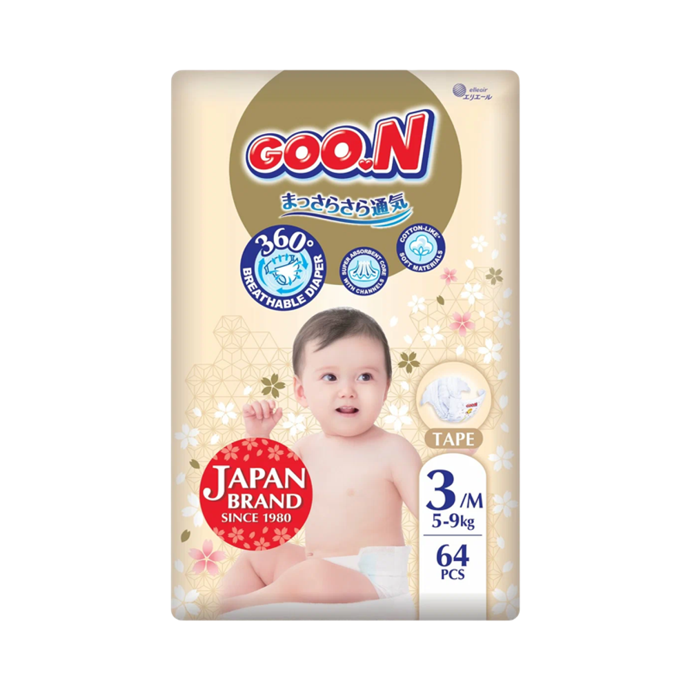 GOO.N 3 подгузники 64 шт 5-9 кг 1сп*4шт