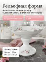 Салатник на ножке  "Бледные розы" отводка платина 19 см