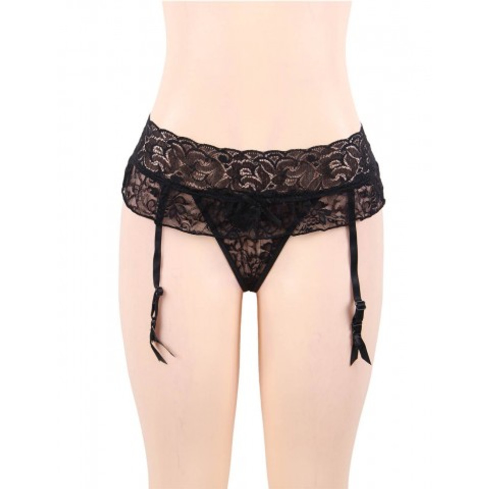 Пояс для чулок кружевной Black Sexy Bow (M-L)