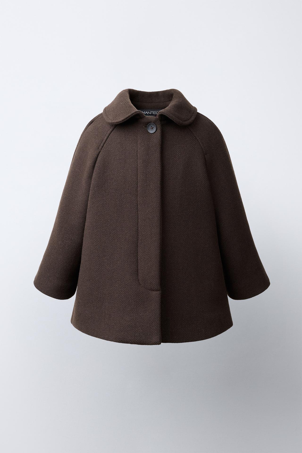 ZARA ПАЛЬТО ИЗ ШЕРСТЯНОЙ ТКАНИ MANTECO, ШОКОЛАДНЫЙ