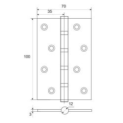 Петля дверная APECS 100x70-B4 Steel G золото (1 шт)
