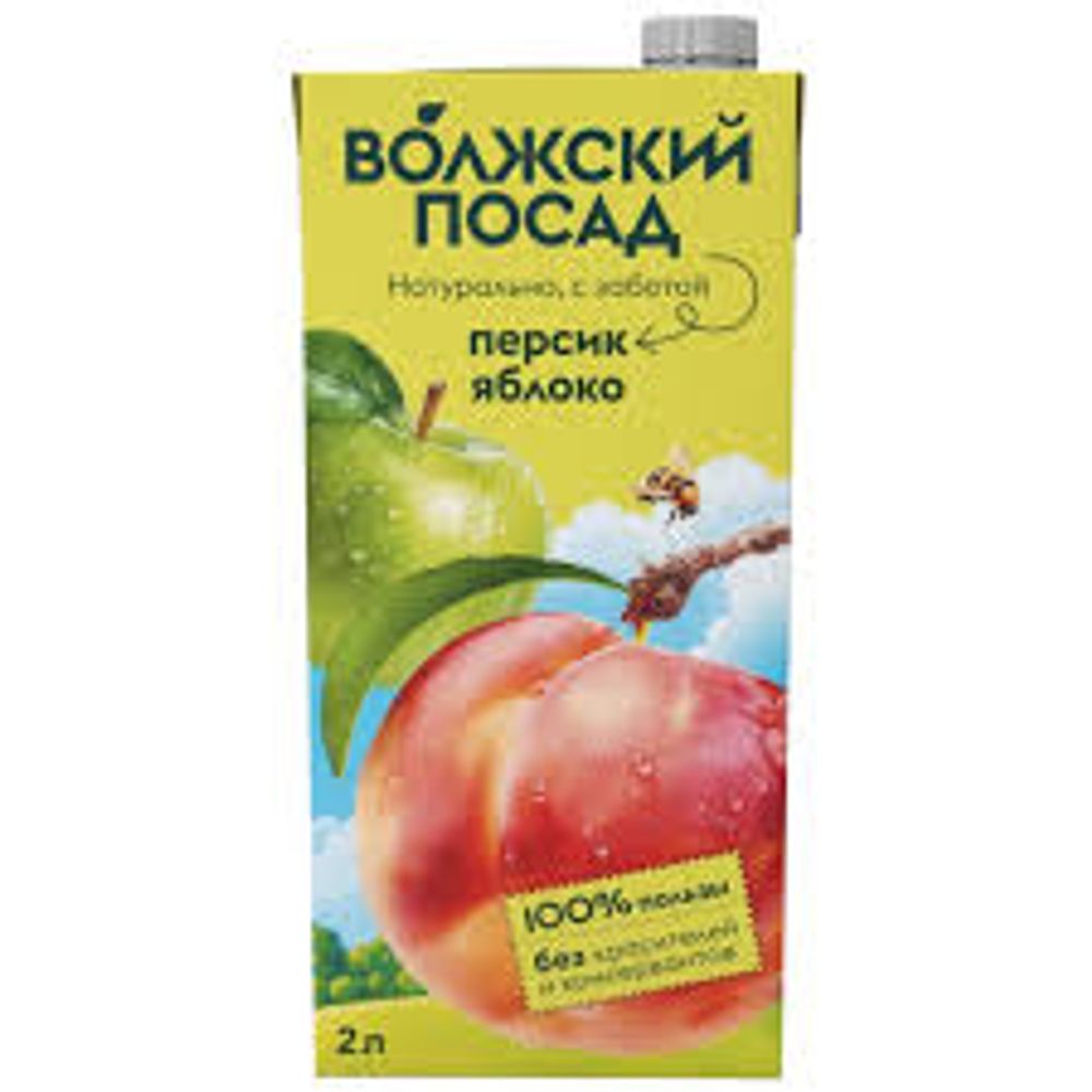 Нектар яблочно-персик Волжский посад Tetra pak 2л