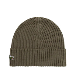 Зимняя шапка Lacoste Unisex Ribbed Wool — khaki green