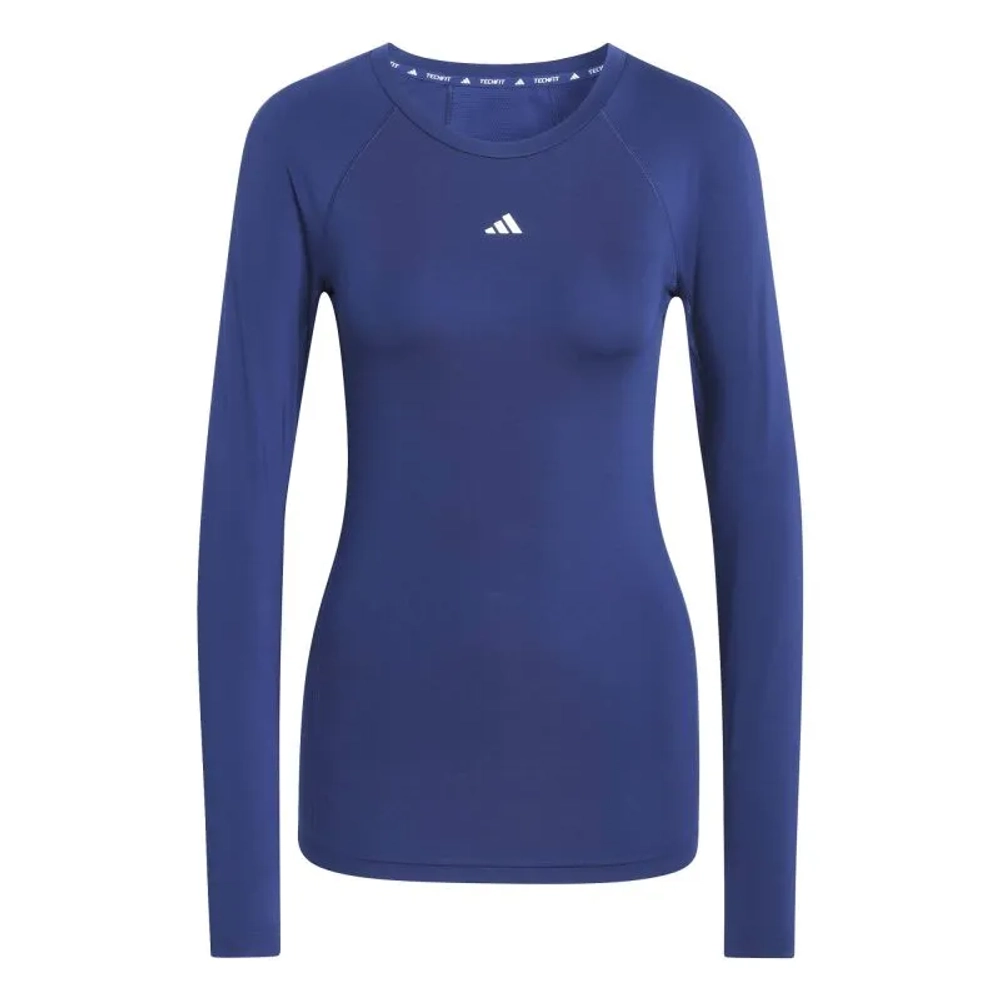 Женская теннисная футболка с длинным рукавом Adidas Techfit Long Sleeve - dark blue