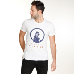 Мужское теннисное поло Quiet Please Retro Logo T-Shirt Men - White, Dark Blue