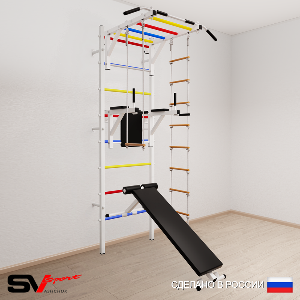 Шведская стенка Sv Sport усиленная 659 (Турник рукоход/Брусья/Скамья/Лестница/Трапеция)
