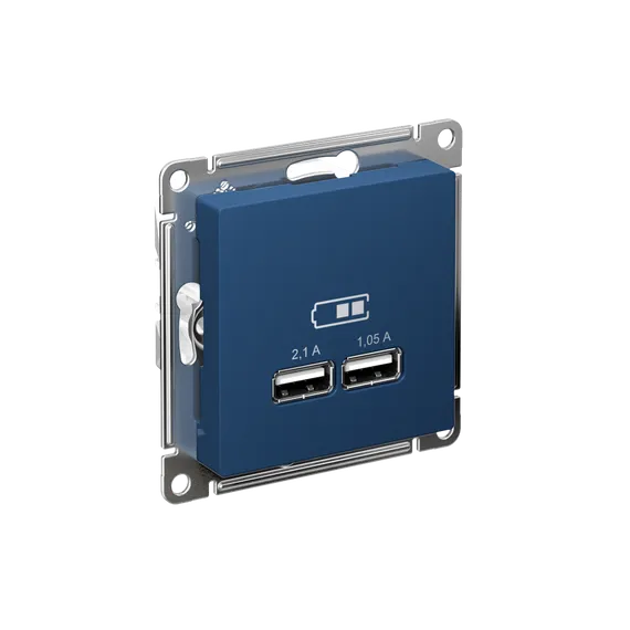 Розетка с USB A+A Systeme Electric AtlasDesign Аквамарин ATN001133