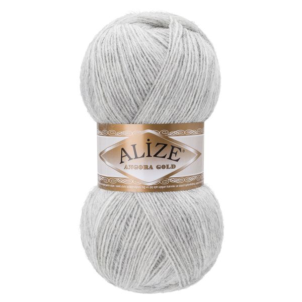 Пряжа Alize (Ализе) Angora Gold / уп.5 мот. по 100 г, 550м, 208 светло-серый меланж A