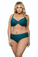 Раздельный купальник plus size с блестящими деталями на лифе (Размер: 75G/38) (Цвет: изумрудный)
