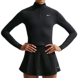 Женская футболка с длинным рукавом Nike One Dri-Fit 1/4 Zip Mid Layer - black/white/metallic silver