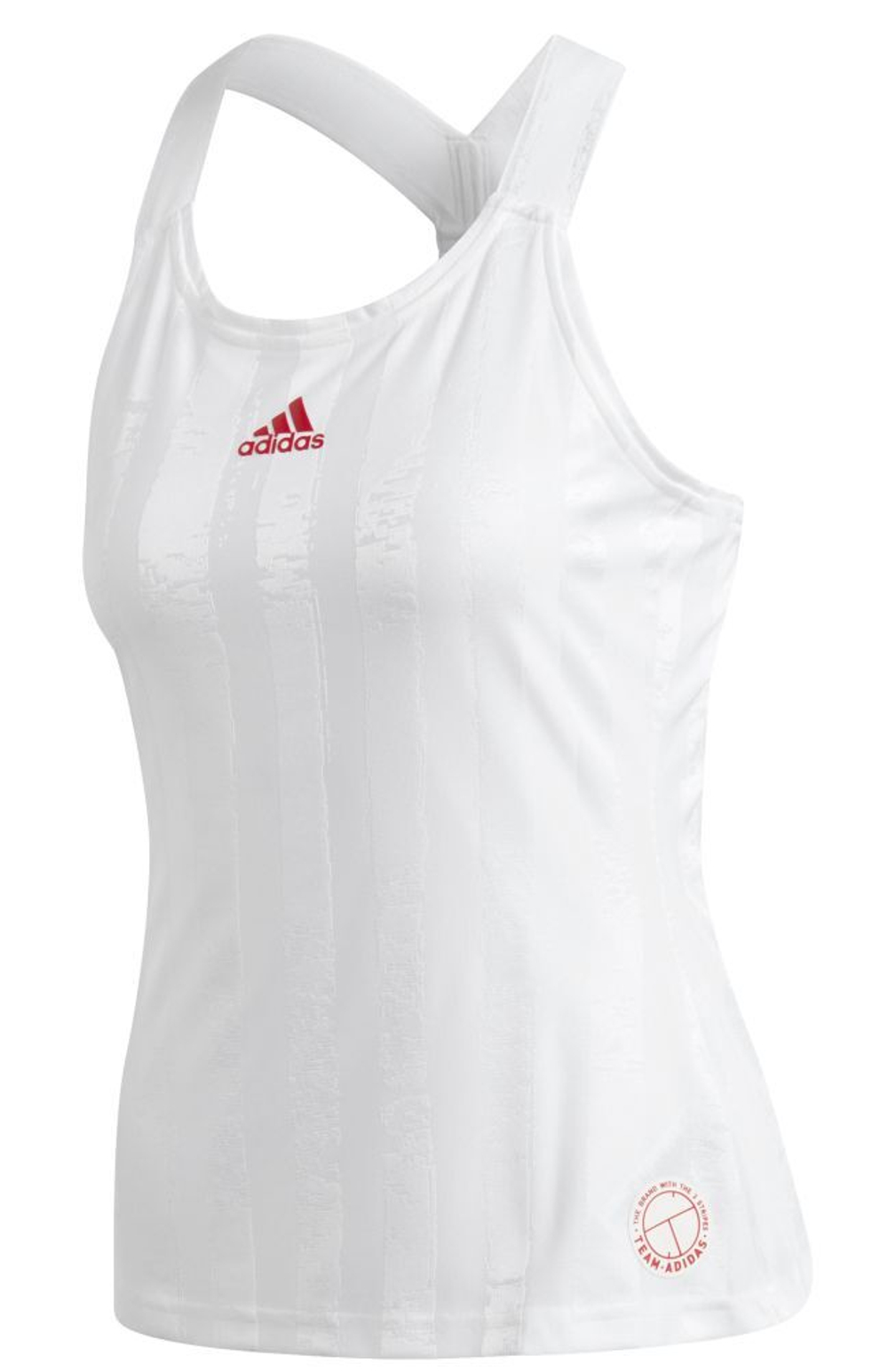 Женский топ теннисный Adidas Y-Tank ENG W - white/scarlet