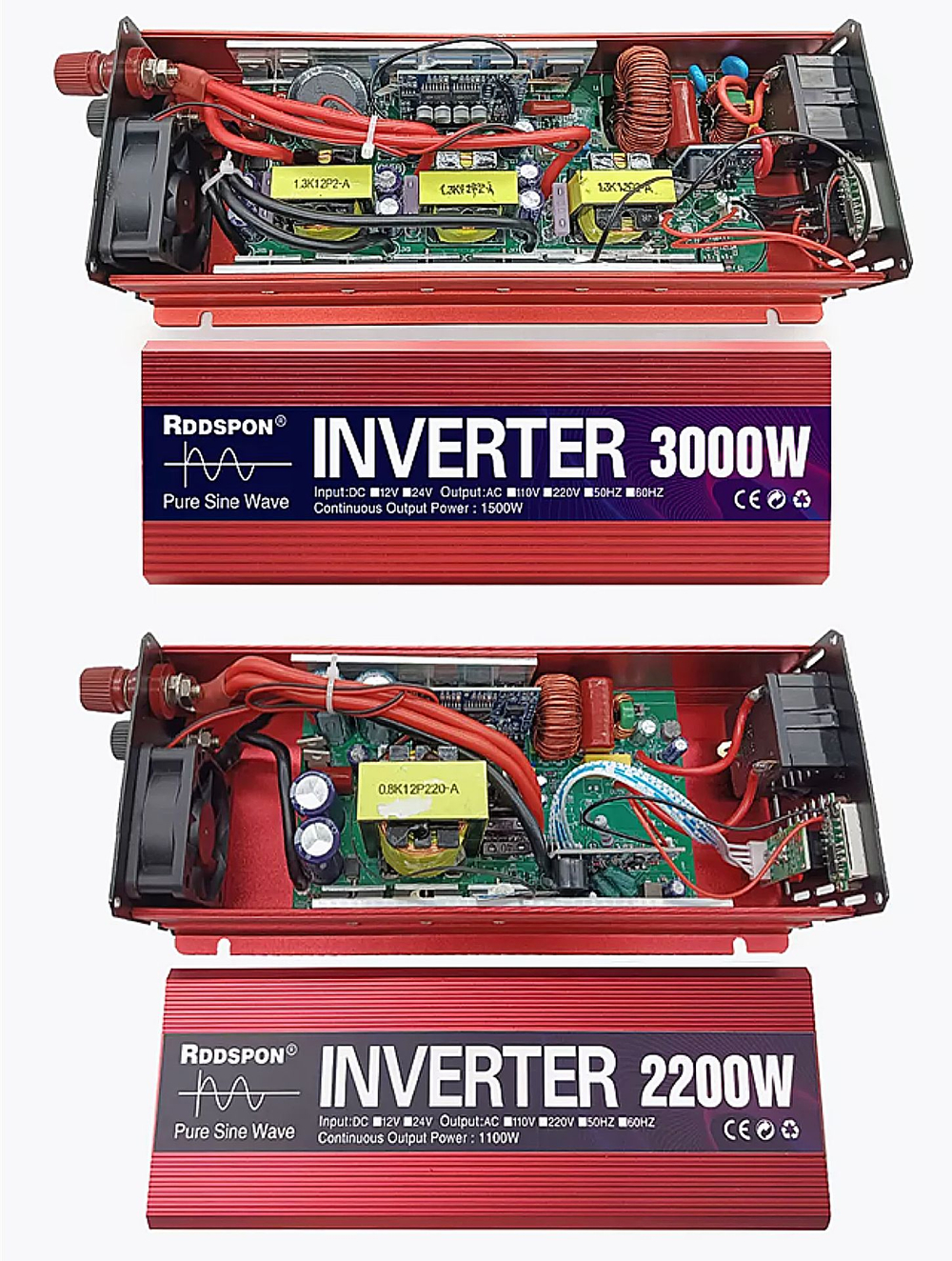 Инвертор 24V-220V 3000W красный универ RDDSPON