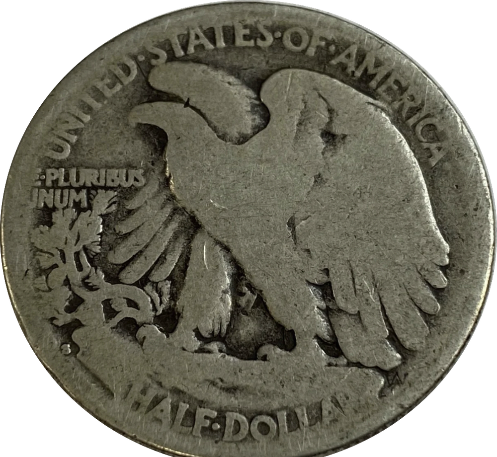 50 центов Walking Liberty 1928 год двор S . F-