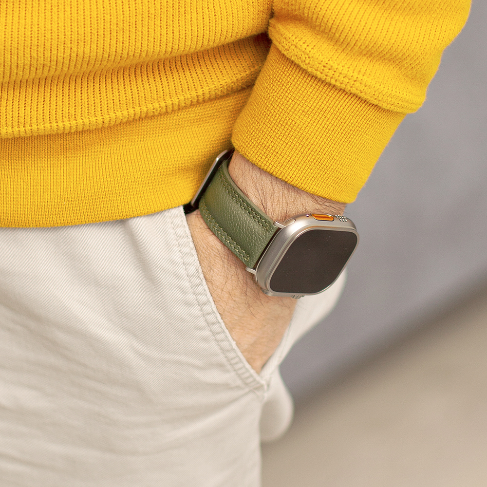 Ремешок для Apple Watch Ultra 49mm из кожи Saffiano, зеленого цвета