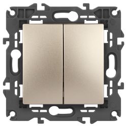 Выключатель ЭРА Elegance 14-1104-04 двойной 10АХ-250В IP20 шампань | Эра Elegance