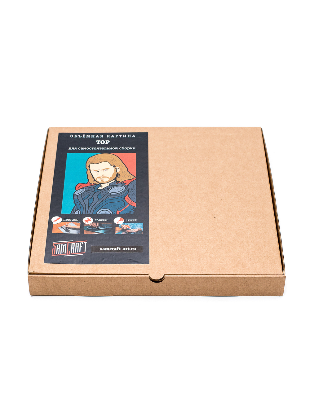 3D картина по номерам из дерева Тор Marvel (Марвел), SamCraft,  подарочный набор для творчества, многослойное панно из дерева для раскрашивания