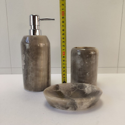 Набор из оникса 3 предм Grey NO-63255 дозатор, стаканчик, мыльница 151