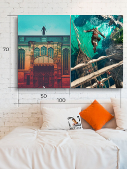 Картина Прыжок веры модульная 50x70см 2шт., на деревянном подрамнике