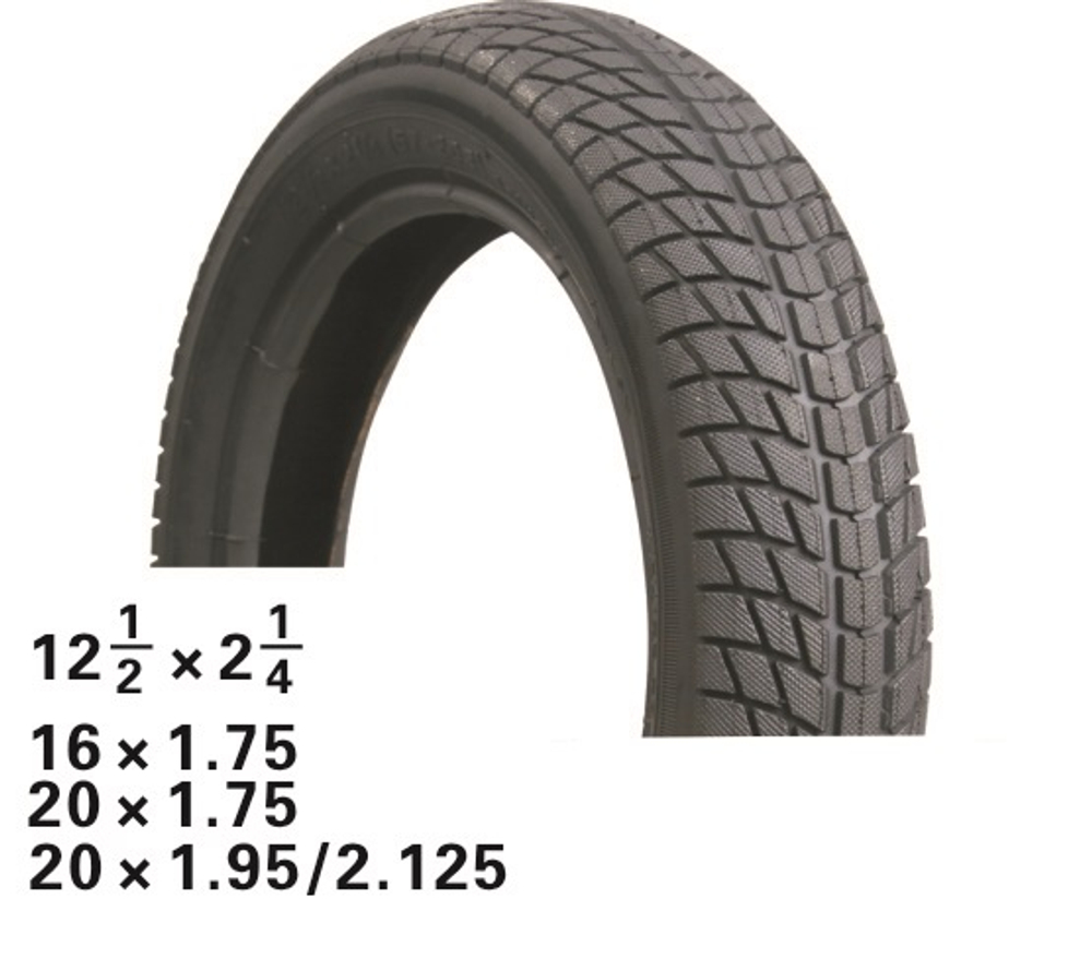 Покрышка 16 х 2,125 (52-306) 09-500175 ВЕЛОСИПЕДНАЯ (2,5-3,5 Bar) низкий черная HOTA SALE