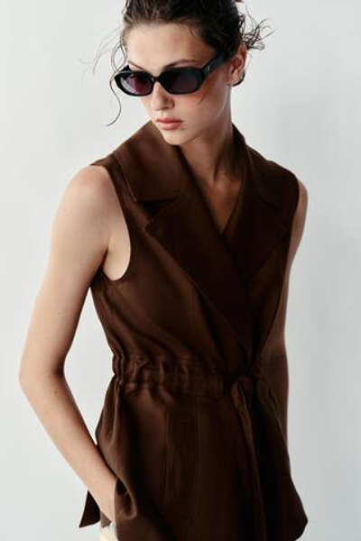 ЛЬНЯНОЙ ЖИЛЕТ С ПОЯСОМ — ZARA