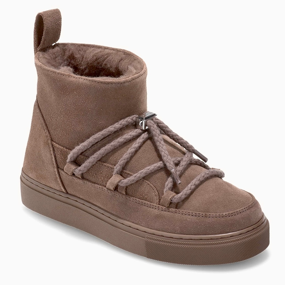 Замшевые полусапоги INUIKII Sneaker Classic Low Taupe на меху