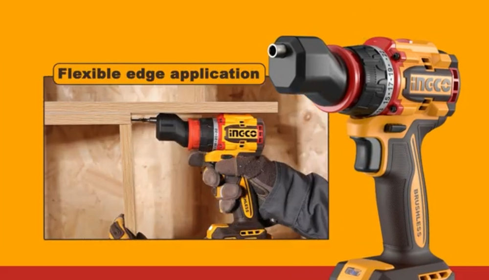 Аккумуляторный бесщёточный шуруповерт INGCO CDLI206686 INDUSTRIAL 20 В 66 Нм с набором сменных насадок