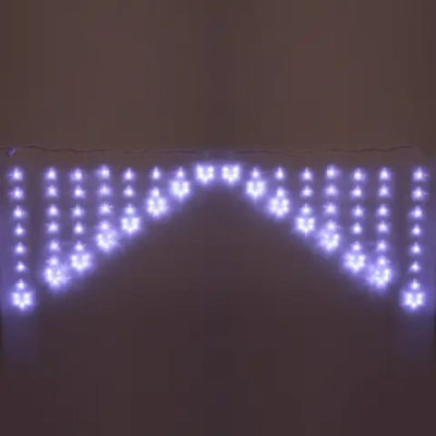 Гирлянда для дома БАХРОМА 2,5м*1/0,1м 136 ламп LED, с насадками Снежинка, 8 реж, IP-20, Белый (возможность соединения)