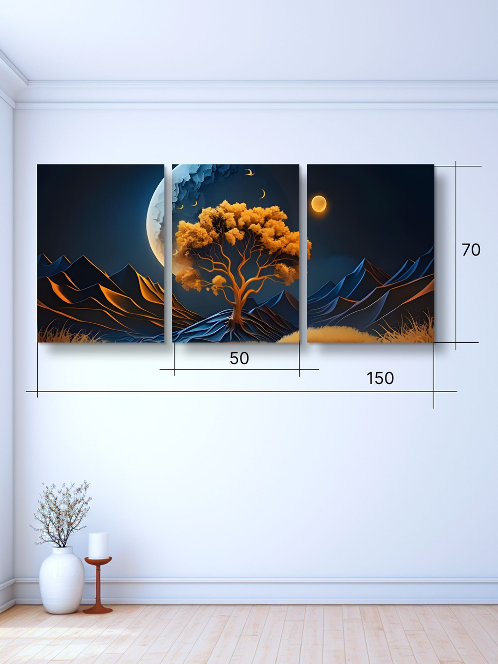 Картина Золотой олень модульная 50x70см 3шт.