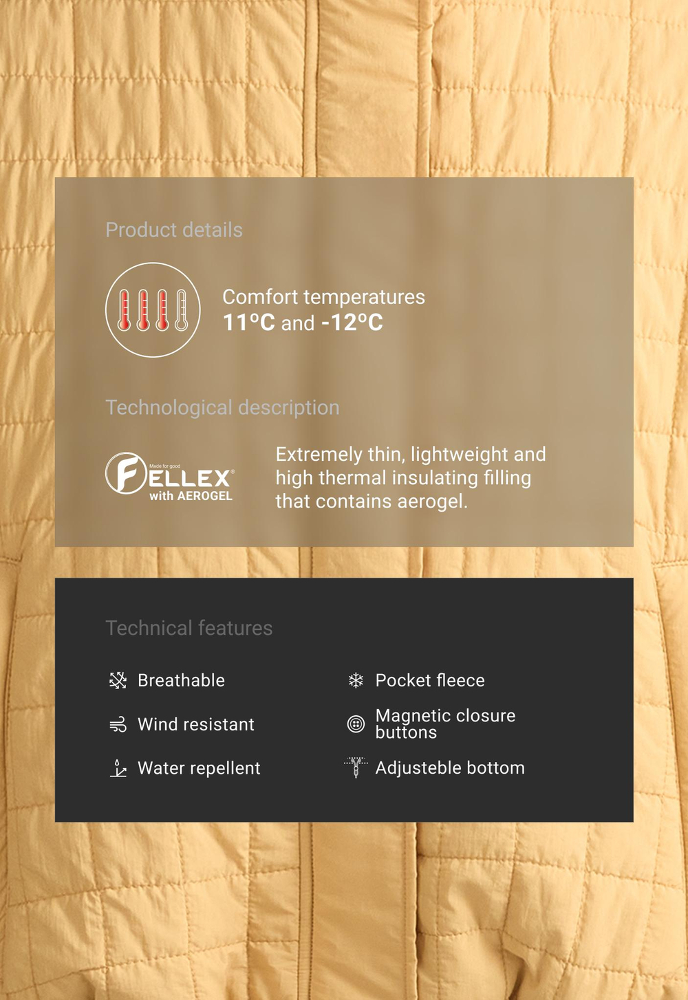 Oysho Короткая утепленная куртка FELLEX® AEROGEL, охра