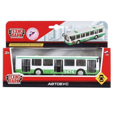 Машина ин. мет. "Автобус рейсовый" 6,5см, открыв. двери, в коробка SB-16-65-BUS-WB (Технопарк)