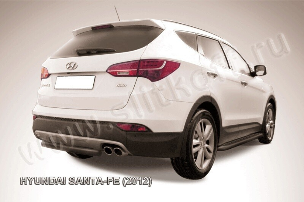 Защита заднего бампера (нержавейка) Hyundai Santa-Fe (2012-2018) d57 короткая (черный)