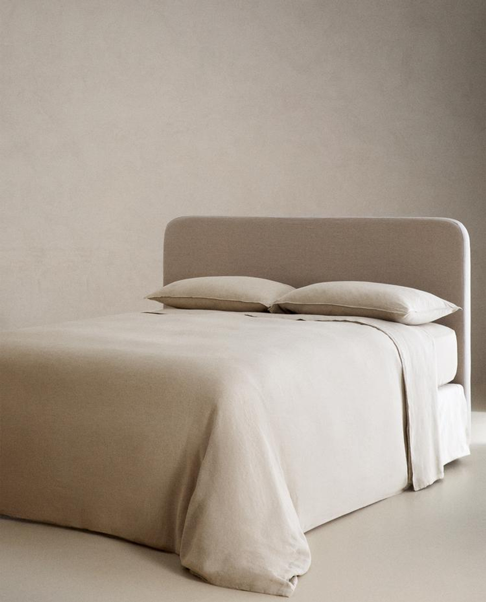 ZARA HOME ОДНОТОННЫЙ ЛЬНЯНОЙ ПОДОДЕЯЛЬНИК, СВЕТО-БЕЖЕВЫЙ