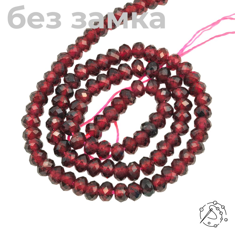 Нить бусин таблетка с огранкой 4 мм Гранат