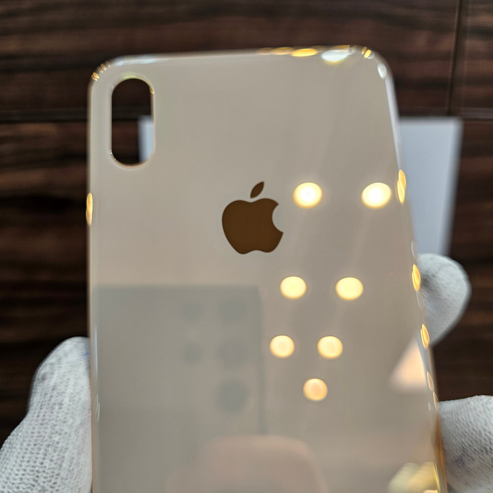 Крышка для iPhone XS Max - задняя стеклянная панель "премиум качество" (золотого цвета)