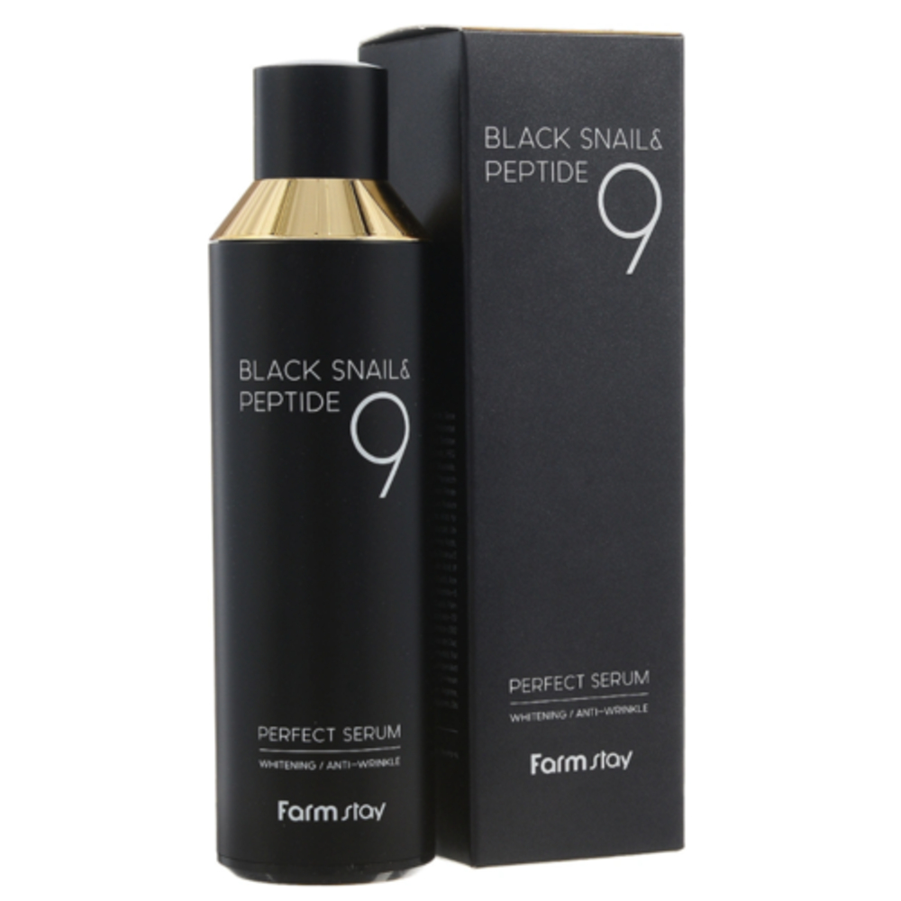 FarmStay Сыворотка с муцином черной улитки и пептидами - Black snail&peptide 9 perfect serum, 120мл