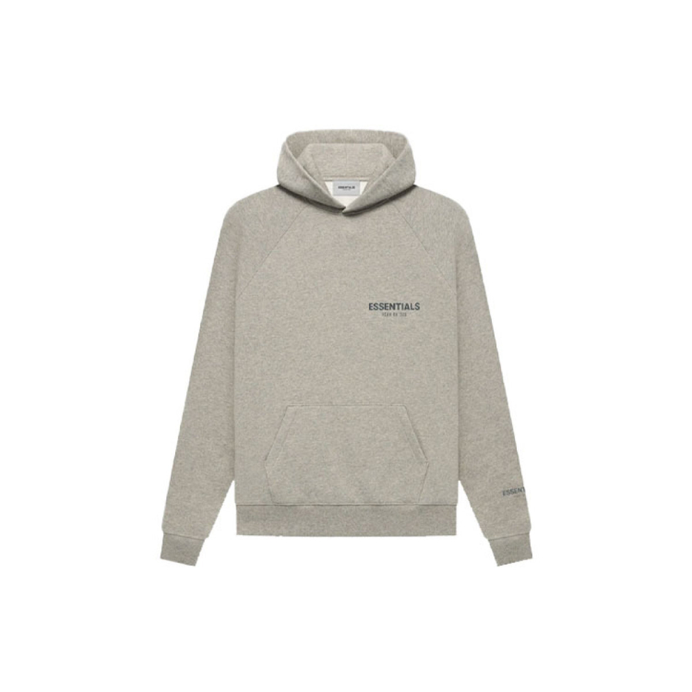 Толстовка Fear of God Essentials FW21 Pullover Hoodie Dark Heather Oatmeal Logo, FOG-FW21-158