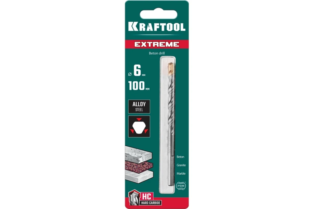 Сверло по бетону KRAFTOOL Extreme 6x100 мм 29166-100-06