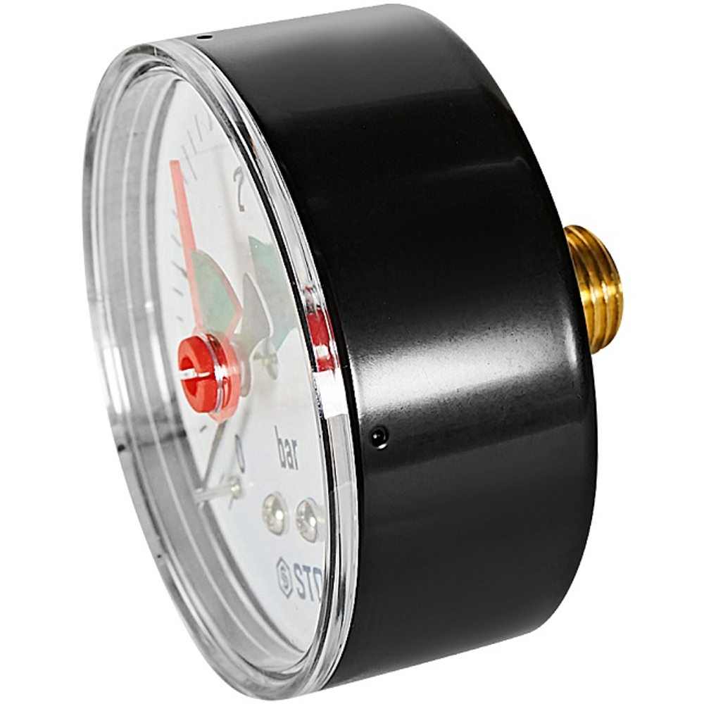 Манометр аксиальный STOUT - 1/4" (D63 мм, шкала 0-4 бар, с указателем предела)