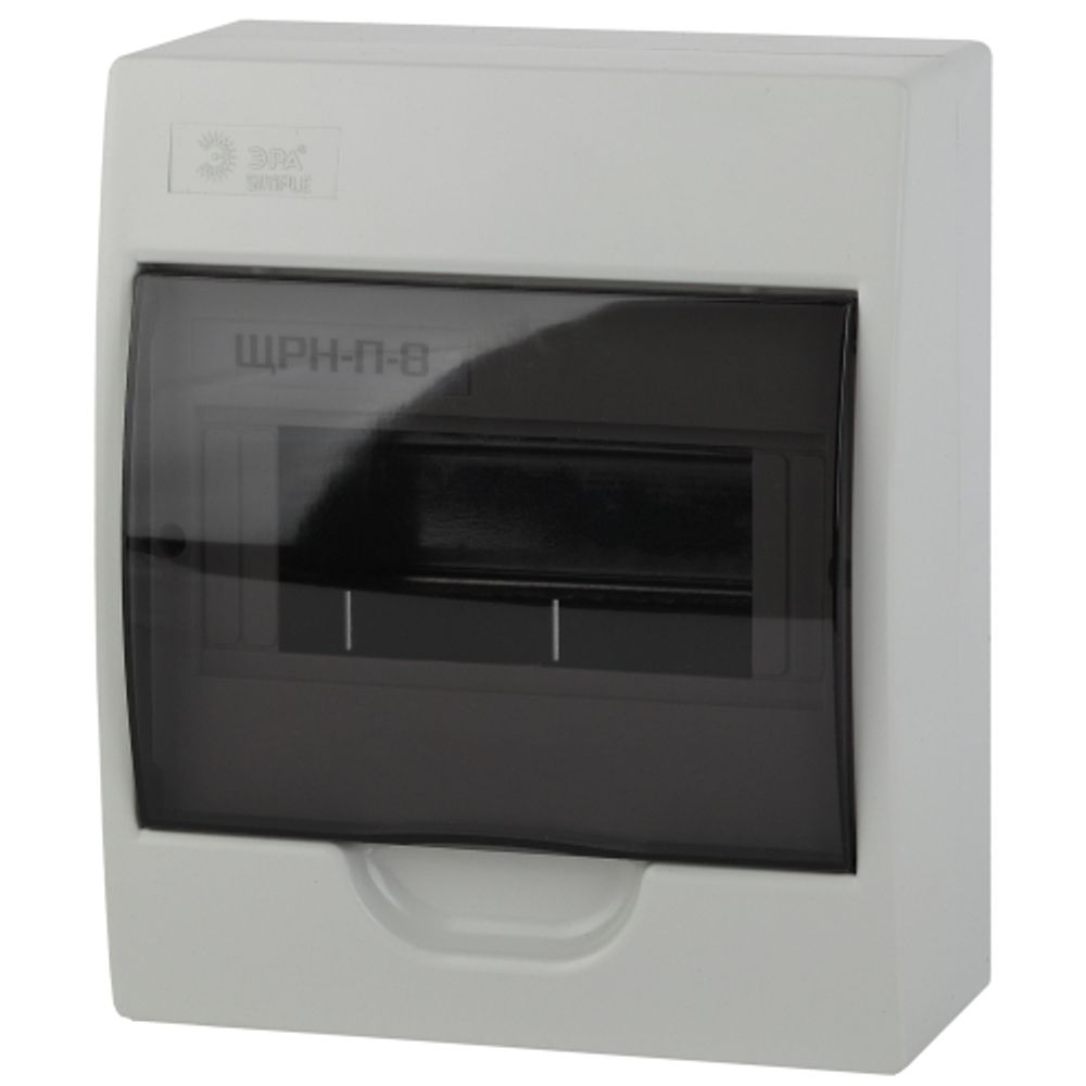 Корпус пластиковый навесной ЭРА SIMPLE ЩРН-П-08 IP41 без шин прозрачная крышка белый | Корпуса пластиковые распределительные