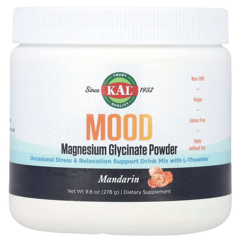 KAL, Mood, порошок глицината магния, мандарин, 278 г (9,8 унции)