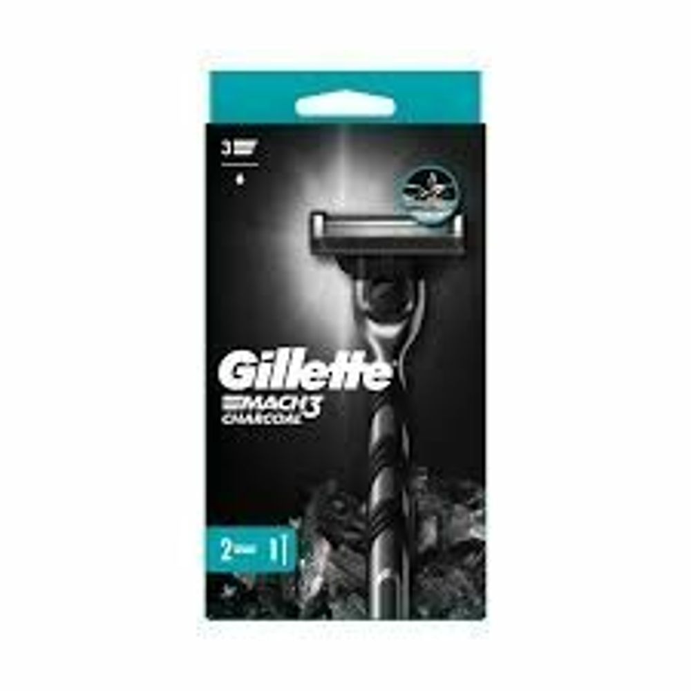 Бритвенный станок  с двумя кассетами Gillette  Mach3 Charcoal  1 шт (Польша)