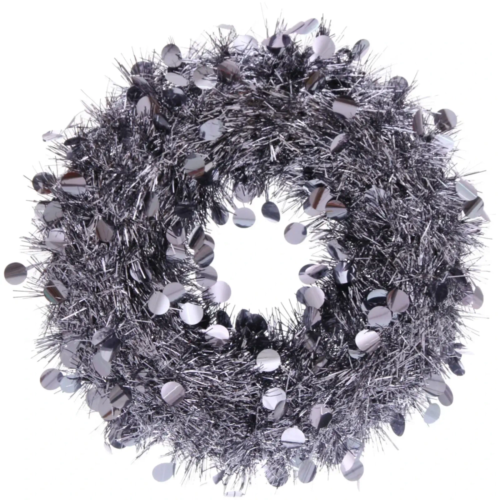 Венок декоративный TINSEL «Изящный блеск» 38 см, Графит
