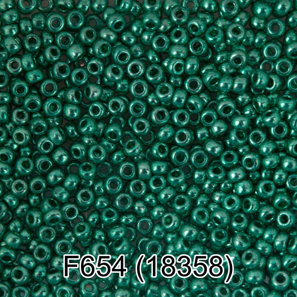 Бисер Gamma 10/0 (2.3 мм), 50 г (10х5 г), F654 т.зеленый/металлик, 18358, круглый 6