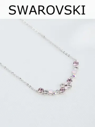 Тонкое колье Млечный путь с розовыми кристаллами Swarovski