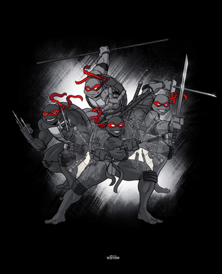 Постер "Teenage Mutant Ninja Turtles Red, Black & White"