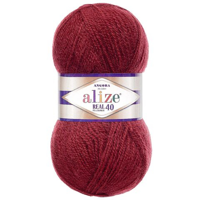 Пряжа Alize (Ализе) Angora Real 40 / уп.5 мот. по 100 г, 430м, 057 бордовый A
