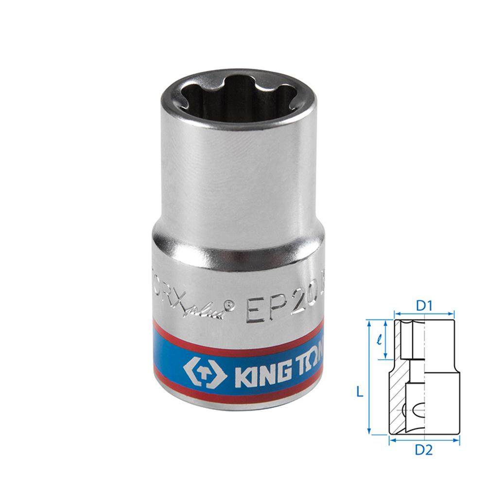 KING TONY (433E20M) Головка торцевая TORX Plus 1/2", EP20