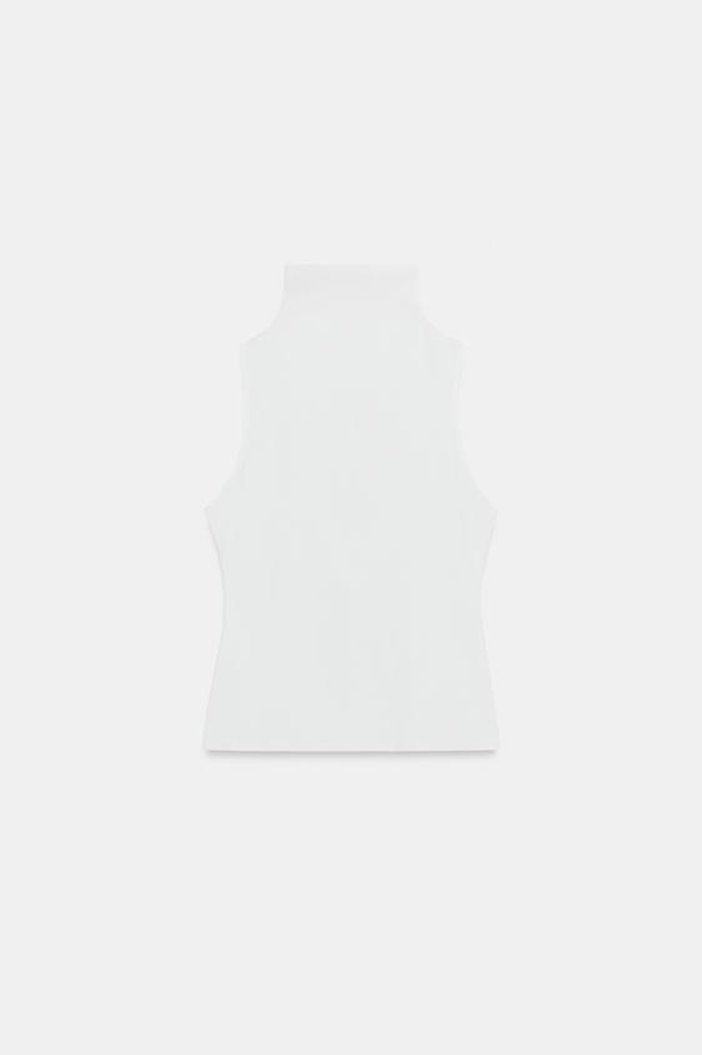 ZARA ТОП С ВОРОТНИКОМ-СТОЙКОЙ, БЕЛЫЙ