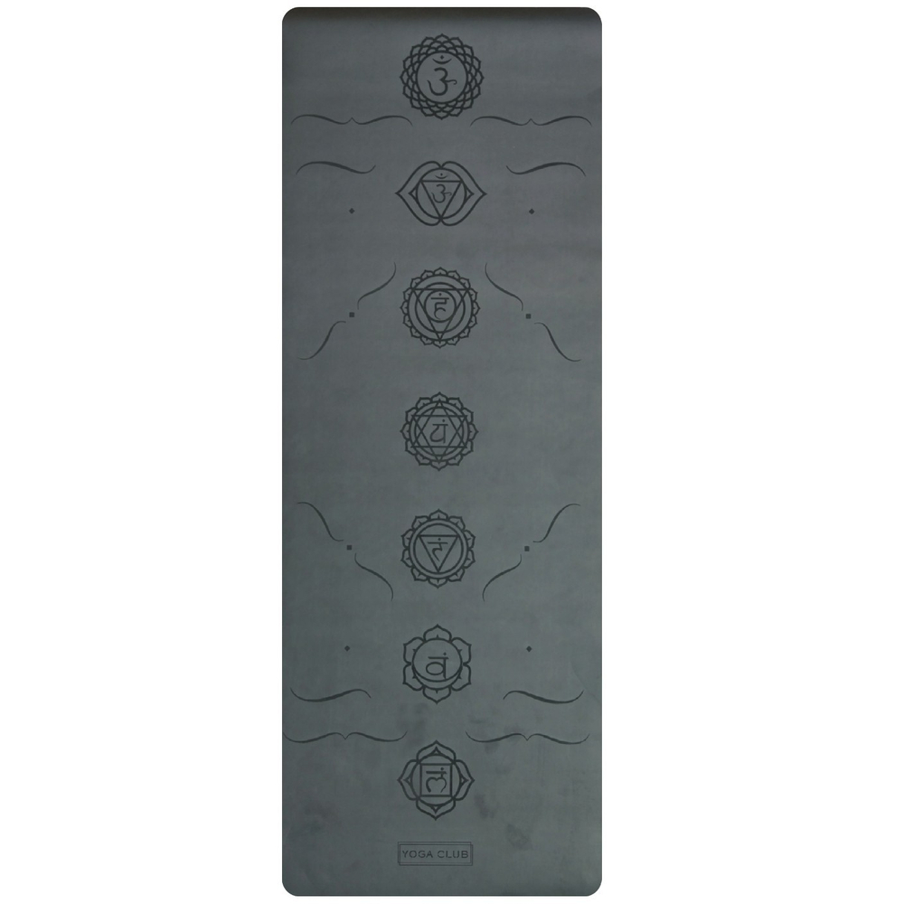 Каучуковый йога коврик Chakras Black c разметкой 185*68*0,45 см