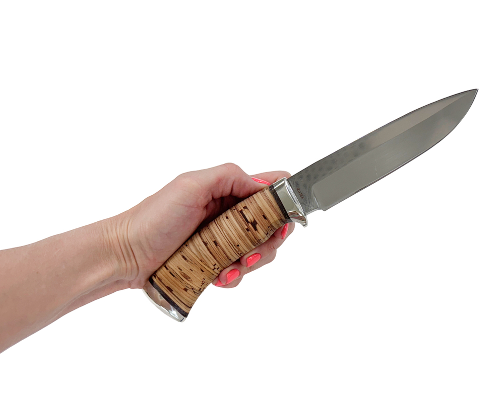 Нож туристический Кубанец, сталь 95Х18 ковка, береста, мельхиор